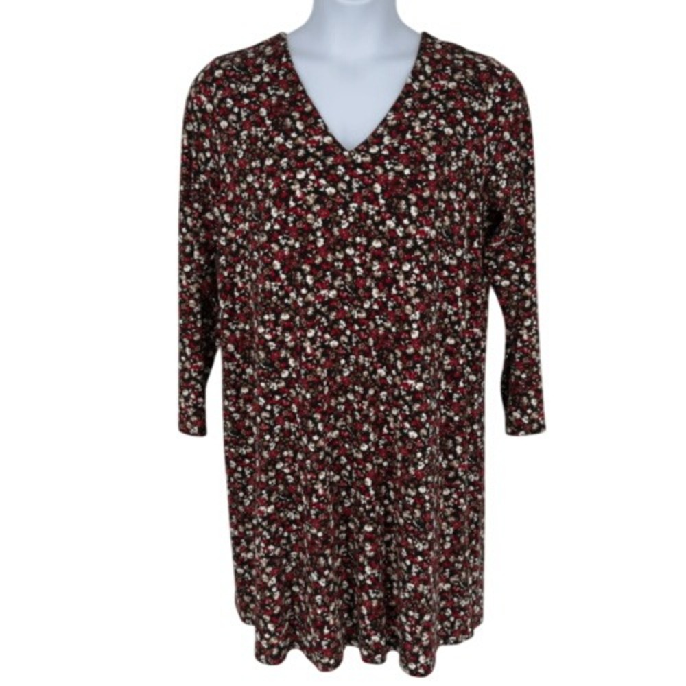 J. Jill Wearever Floral Shift Dress Long Sleeve Size‎ L NWT